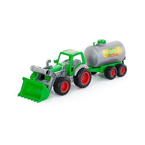 Wader Farmer Technic Traktor mit Frontlader und Fasswagen Fassanhänger von Polesie