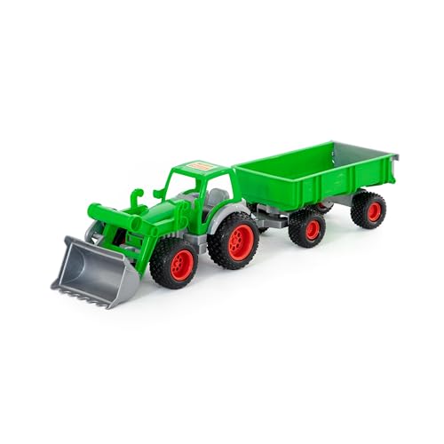 Polesie Wader Traktor Spielzeug 'Progress' mit Muldenkipper in grün, geeignet ab 1 Jahr I Schwungrad I Realistisch & Robust von Polesie