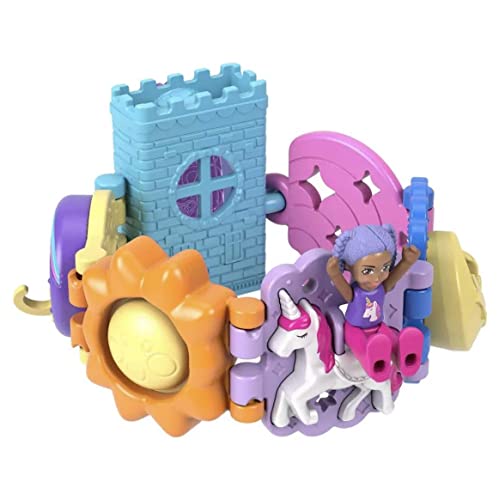 Mattel Polly Pocket Armband Treasures – Motiv Einhorn-Fantasie – Armband + 1 Mikropuppe sowie interaktive Funktionen von Polly Pocket