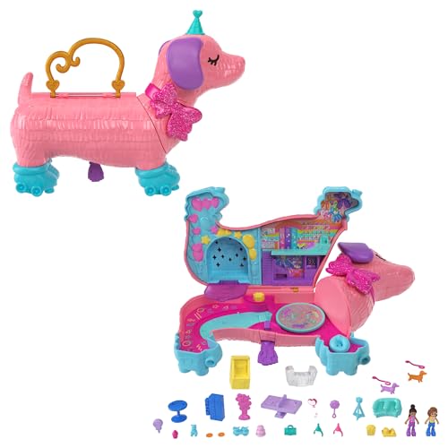 Polly Pocket Hündchenparty - Rollschuh-Geburtstagsparty, 2 Puppen, 26 Zubehörteile, DJ-Pult, Rollschuhbahn, Tanzfläche, Tragegriff, für Kinder ab 4 Jahren, HKV54 Polly Pocket Hündchenparty - Rollschuh-Geburtstagsparty, 2 Puppen, 26 Zubehörteile, DJ-Pult, Rollschuhbahn, Tanzfläche, Tragegriff, für Kinder ab 4 Jahren, HKV54 von Monster High