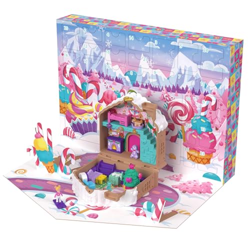 Polly Pocket Adventskalender mit Polly Pocket Puppe, Lebkuchenhaus-Spielset zum Selbermachen mit 24 Überraschungen, Puppenhausmöbeln und Weihnachtszubehör, JFV13 Polly Pocket Adventskalender mit Polly Pocket Puppe, Lebkuchenhaus-Spielset zum Selbermachen mit 24 Überraschungen, Puppenhausmöbeln und Weihnachtszubehör, JFV13 von Polly Pocket