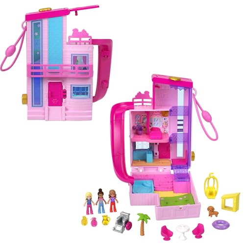 Polly Pocket Barbie-Traumvilla-Schatulle, Puppenhaus-Spielset mit 3 Mikropuppen, 1 Hündchen, 11 Zubehörteilen, Aufzug & Pool, HWP11 Polly Pocket Barbie-Traumvilla-Schatulle, Puppenhaus-Spielset mit 3 Mikropuppen, 1 Hündchen, 11 Zubehörteilen, Aufzug & Pool, HWP11 von Polly Pocket