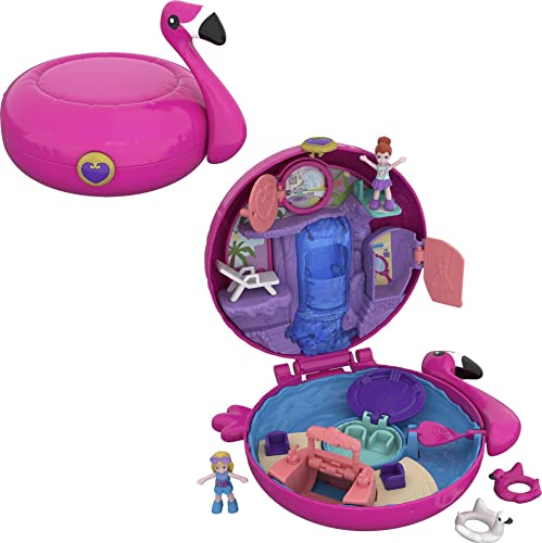 Polly Pocket FRY38 - World Flamingo-Schwimmring Schatulle, zum Spielen und Mitnehmen, Spielzeug ab 4 Jahren von Polly Pocket