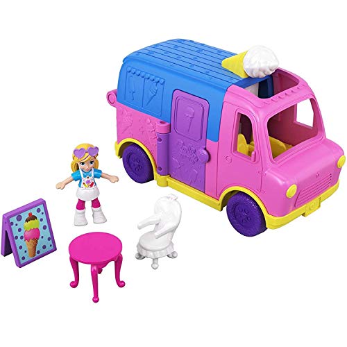 Polly Pocket GGC40 - Pollyville Eiswagen Puppen Spielset, Spielzeug ab 4 Jahren, Mehrfarbig von Polly Pocket