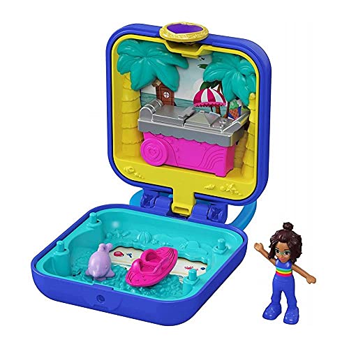 Polly Pocket GKJ44 - Shanis Tropischer Strand-Schatulle mit mobilem Eiswagen, Surfbrett, Delfinfigur, Foto Personalisierung, Shani Minipuppe und Stickerbogen; Spielzeug für Kinder ab 4 Jahren Polly Pocket GKJ44 - Shanis Tropischer Strand-Schatulle mit mobilem Eiswagen, Surfbrett, Delfinfigur, Foto Personalisierung, Shani Minipuppe und Stickerbogen; Spielzeug für Kinder ab 4 Jahren von Polly Pocket