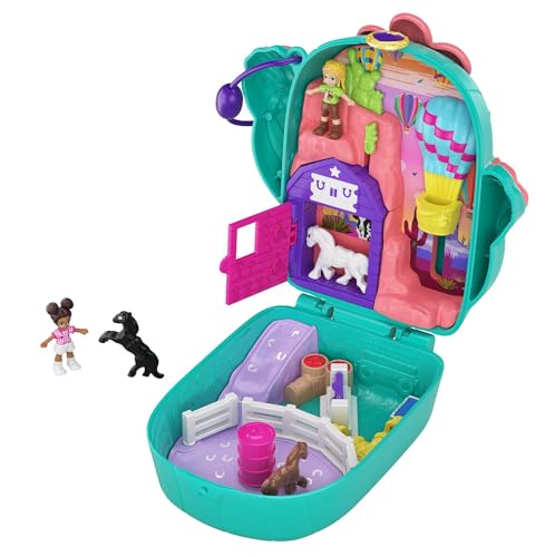 Polly Pocket GKJ46, Kaktus Reiterhof Schatulle mit lustigen Überraschungen, den kleinen Puppen und Shani, 2 Pferde-Figuren und Stickerbogen, Spielzeug für Kinder ab 4 Jahren Polly Pocket GKJ46, Kaktus Reiterhof Schatulle mit lustigen Überraschungen, den kleinen Puppen und Shani, 2 Pferde-Figuren und Stickerbogen, Spielzeug für Kinder ab 4 Jahren von Polly Pocket