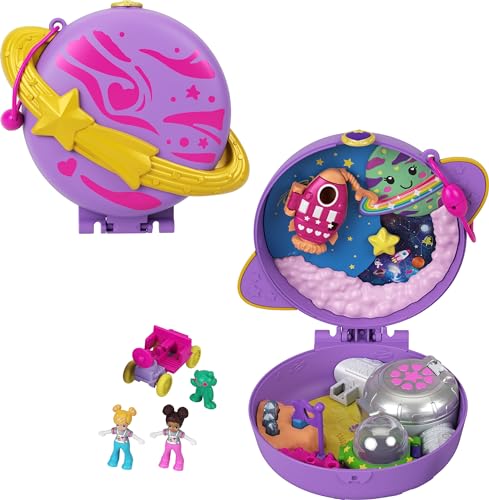 Polly Pocket GKJ51 - Weltraumentdecker Schatulle mit lustigen Überraschungen, den kleinen Puppen Polly und Lila, Mondfahrzeug, Alien-Figur und Stickerbogen; Spielzeug für Kinder ab 4 Jahren Polly Pocket GKJ51 - Weltraumentdecker Schatulle mit lustigen Überraschungen, den kleinen Puppen Polly und Lila, Mondfahrzeug, Alien-Figur und Stickerbogen; Spielzeug für Kinder ab 4 Jahren von Polly Pocket