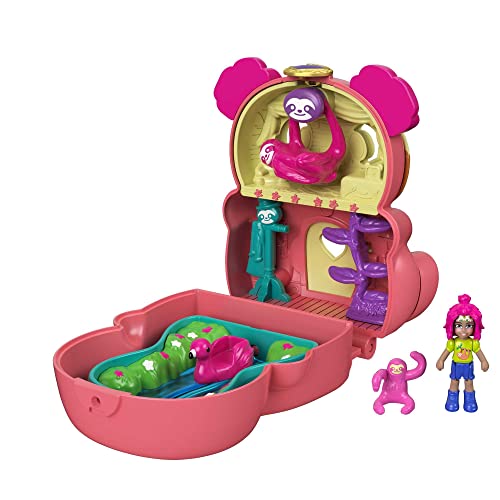 Polly Pocket GTM59 - Drehspaß-Schatulle Faultier, mit kleine Puppe, Faultierfigur & versteckte Überraschungen, tolles Geschenk für Kinder ab 4 Jahren von Polly Pocket