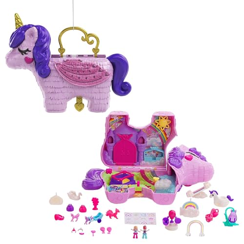 Polly Pocket Einhorn, in Prinzessinnen Schloss Thema, mit 25 Zubehörteilen wie 2 Puppen, Schaukel und Einhorn Haustieren, Polly Pocket Groß, Spielzeug ab 4 Jahre, GVL88 Polly Pocket Einhorn, in Prinzessinnen Schloss Thema, mit 25 Zubehörteilen wie 2 Puppen, Schaukel und Einhorn Haustieren, Polly Pocket Groß, Spielzeug ab 4 Jahre, GVL88 von Polly Pocket