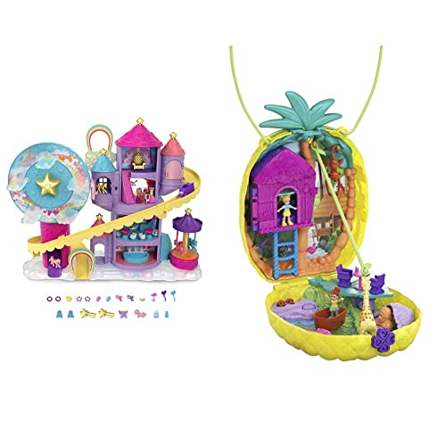 Polly Pocket HBT13 - Regenbogen-Einhornspaß Freizeitpark, 3 Verschiedene Freizeitpark-Attraktionen, 7 Spielbereiche & GKJ64 - Ananas-Taschen-Schatulle, tragbar, mit 8 lustigen Funktionen Polly Pocket HBT13 - Regenbogen-Einhornspaß Freizeitpark, 3 Verschiedene Freizeitpark-Attraktionen, 7 Spielbereiche & GKJ64 - Ananas-Taschen-Schatulle, tragbar, mit 8 lustigen Funktionen von Polly Pocket
