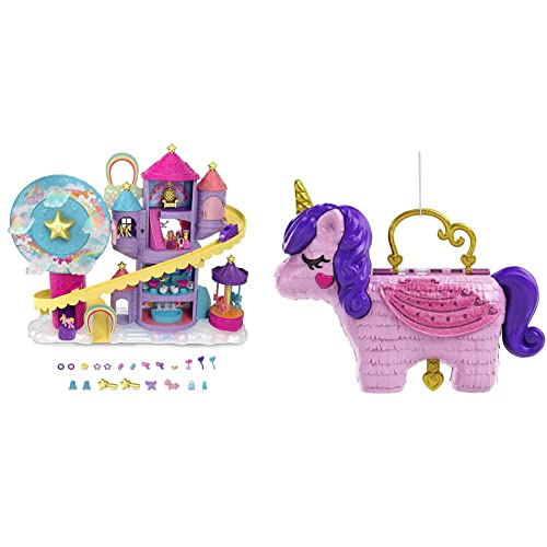 Polly Pocket HBT13 - Regenbogen-Einhornspaß Freizeitpark, 3 Verschiedene Freizeitpark-Attraktionen, 7 Spielbereiche & GVL88 - Einhorn-Party, großes Spielset mit Kleiner Polly und Lila Puppe Polly Pocket HBT13 - Regenbogen-Einhornspaß Freizeitpark, 3 Verschiedene Freizeitpark-Attraktionen, 7 Spielbereiche & GVL88 - Einhorn-Party, großes Spielset mit Kleiner Polly und Lila Puppe von Polly Pocket