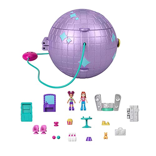 Polly Pocket HCG24 - Skating Spielset, Disco-Thema, 2 Micro-Puppen, 15 Zubehörteile, 1 Modestück, Pop & Swap-Funktion, tolles Spielzeug Geschenk für Kinder ab 4 Jahren von Polly Pocket