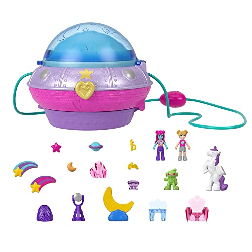 Polly Pocket HCG25 - Weltraum Spielset, 2 Micro Puppen, 15 Zubehörteile, 1 Modestück, Pop & Swap Funktion, tolles Spielzeug Geschenk für Kinder ab 4 Jahren von Polly Pocket