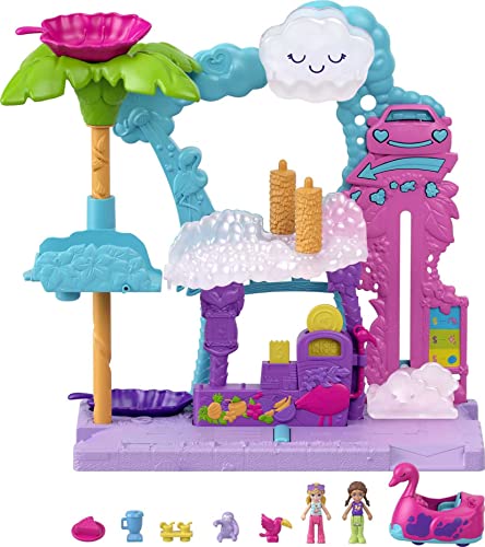 Polly Pocket HHJ05 - Pollyville Flamingo-Spaß Auto-Waschanlage, Spielset mit 2 Puppen, 2 Tier-Figuren, 1 Flamingo-Fahrzeug mit Farbwechsel-Effekt und Zubehör, Spielzeug für Kinder ab 4 Jahren Polly Pocket HHJ05 - Pollyville Flamingo-Spaß Auto-Waschanlage, Spielset mit 2 Puppen, 2 Tier-Figuren, 1 Flamingo-Fahrzeug mit Farbwechsel-Effekt und Zubehör, Spielzeug für Kinder ab 4 Jahren von Polly Pocket
