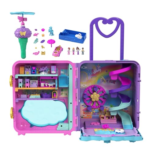 Polly Pocket Pollyville Urlaub im Rollkoffer - 4 Puppen, 1 Fahrzeug, 25+ Zubehörteile, Strand, Promenade, dreistöckiges Hotel mit Helikopter, für Kinder ab 4 Jahren, HKV43 Polly Pocket Pollyville Urlaub im Rollkoffer - 4 Puppen, 1 Fahrzeug, 25+ Zubehörteile, Strand, Promenade, dreistöckiges Hotel mit Helikopter, für Kinder ab 4 Jahren, HKV43 von Polly Pocket