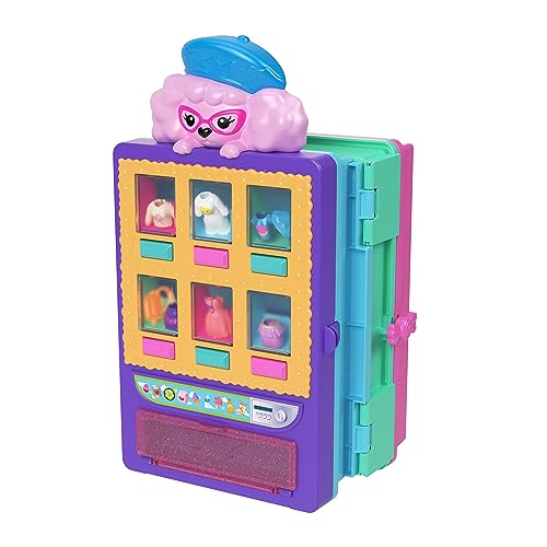 Polly Pocket Kleidergeschäft Spielset - Funktionierender Verkaufsautomat, 2-stöckiges Spielset, 2 Puppen, 1 niedlicher Pudel und über 35 Zubehörteile zum Stylen und Geschichtenerzählen, HKW12 von Polly Pocket