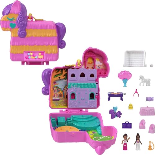 Polly Pocket Piñata-Party Schatulle - Pferde-Piñata, Glitzerfenster, 2 Puppen, 5 Spielelemente, 13 Accessoires, für Kinder ab 4 Jahren, HKV32 Polly Pocket Piñata-Party Schatulle - Pferde-Piñata, Glitzerfenster, 2 Puppen, 5 Spielelemente, 13 Accessoires, für Kinder ab 4 Jahren, HKV32 von Polly Pocket