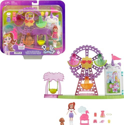 Polly Pocket Puppe & Spielset, Tropische Leckereien Karneval Lebensmittel Spielzeug Enthält 7,6 cm Puppe, 1 Welpe, 10 Zubehörteile & Spinnendes Riesenrad Polly Pocket Puppe & Spielset, Tropische Leckereien Karneval Lebensmittel Spielzeug Enthält 7,6 cm Puppe, 1 Welpe, 10 Zubehörteile & Spinnendes Riesenrad von Polly Pocket