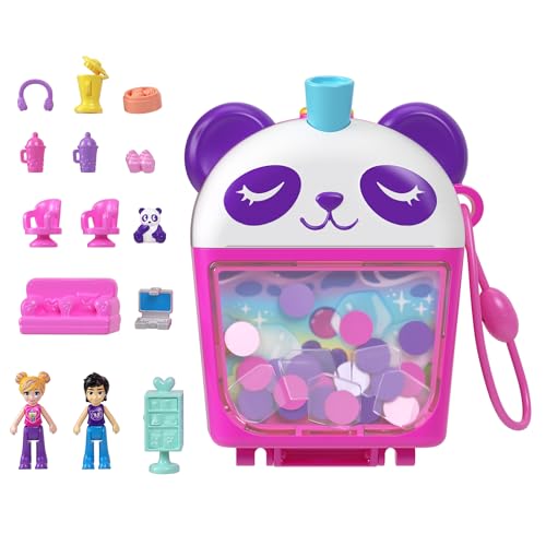 Polly Pocket-Puppen und Spielset, Bubble Tea-Pandaschatulle, tierisches Spielzeug mit 2 kleinen Puppen, Panda und Lebensmittel-Zubehörteilen, HWN95 Polly Pocket-Puppen und Spielset, Bubble Tea-Pandaschatulle, tierisches Spielzeug mit 2 kleinen Puppen, Panda und Lebensmittel-Zubehörteilen, HWN95 von Polly Pocket