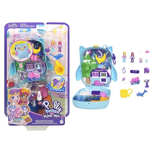 Polly Pocket Pyjamaparty Schnee-Eule - Spielset mit Wasserspaß und 2 Teilen mit Farbwechseleffekt, Trageriemen für Spielspaß unterwegs, für Kinder ab 4 Jahren, HKV37 von Polly Pocket