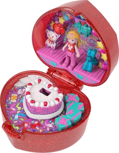 Polly Pocket Schatullen-Spielset zum 80. Jubiläum von Mattel, Schmuckkästchen mit Puppe, Ballontier und Ring, Ringetui zum Thema Feierspaß, JGK21 Polly Pocket Schatullen-Spielset zum 80. Jubiläum von Mattel, Schmuckkästchen mit Puppe, Ballontier und Ring, Ringetui zum Thema Feierspaß, JGK21 von Polly Pocket
