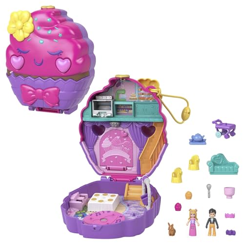 Polly Pocket Süsse Träume Cupcake Schatulle - Handgelenkband, 2 Puppen, 5 Spielelemente, 13 Accessoires, für Kinder ab 4 Jahren, HKV31 Polly Pocket Süsse Träume Cupcake Schatulle - Handgelenkband, 2 Puppen, 5 Spielelemente, 13 Accessoires, für Kinder ab 4 Jahren, HKV31 von Polly Pocket