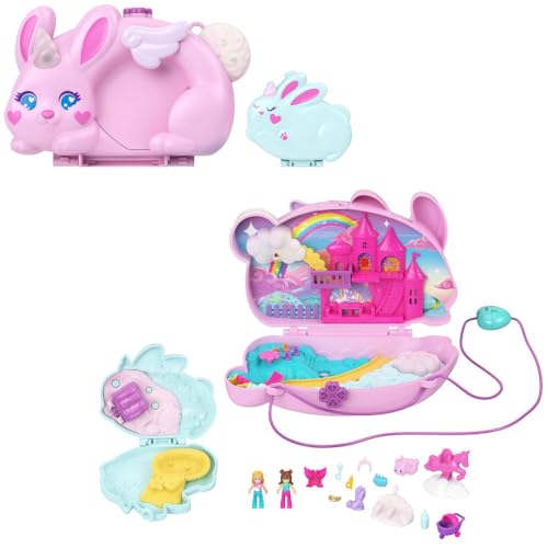 Polly Pocket tragbares Reisespielzeug mit 2 Mikropuppen und 12 Zubehörteilen inklusive Tieren, 2-in-1-Spielset Bunny Fun Taschen-Schatulle, Thema Häschen-Einhorn, JFT88 Polly Pocket tragbares Reisespielzeug mit 2 Mikropuppen und 12 Zubehörteilen inklusive Tieren, 2-in-1-Spielset Bunny Fun Taschen-Schatulle, Thema Häschen-Einhorn, JFT88 von Polly Pocket