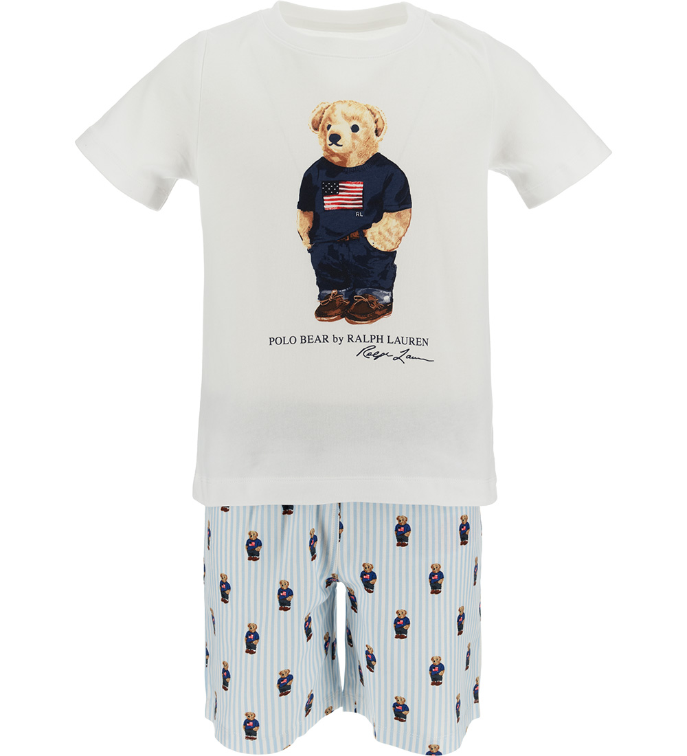 Polo Ralph Lauren Schlafanzug - Weiß/Blau m. Kuscheltier - Polo Ralph Lauren Acc - 12 Jahre (152) - Schlafanzug 2-teilig von Polo Ralph Lauren Acc
