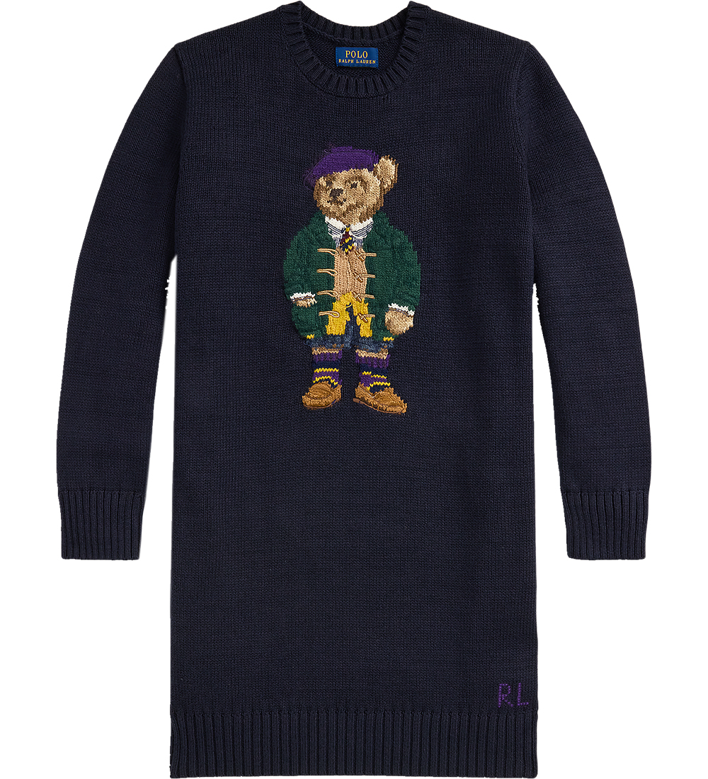 Polo Ralph Lauren Kleid - Strick - Navy m. Kuscheltier - Polo Ralph Lauren - 7 Jahre (122) - Kleider von Polo Ralph Lauren