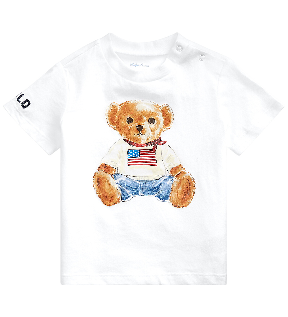 Polo Ralph Lauren T-Shirt - Weiß m. Kuscheltier - Polo Ralph Lauren - 1 Jahr (80) - T-Shirts von Polo Ralph Lauren