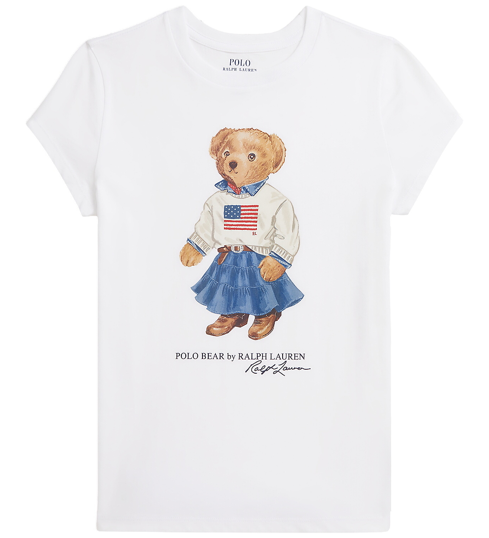 Polo Ralph Lauren T-Shirt - Weiß m. Kuscheltier - Polo Ralph Lauren - 7 Jahre (122) - T-Shirts von Polo Ralph Lauren