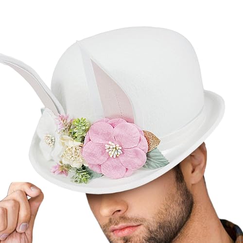 Poludatly Bunny Ears Beanie Mütze - Osterhasenohren Hut mit Blumen - Stilvolles Rollenspiel Zubehör Karneval Kopfbedeckung Weicher Party Kopfschmuck für Frauen Männer Poludatly Bunny Ears Beanie Mütze - Osterhasenohren Hut mit Blumen - Stilvolles Rollenspiel Zubehör Karneval Kopfbedeckung Weicher Party Kopfschmuck für Frauen Männer von Poludatly