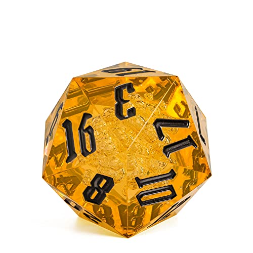 Poludie D20 Einzelwürfel, 55 mm, riesige D&D-Polyedrische Würfel mit Geschenk-Box, für Dungeons and Dragons, RPG, MTG-Tischspiele (transparente orangefarbene Blasen) von Poludie