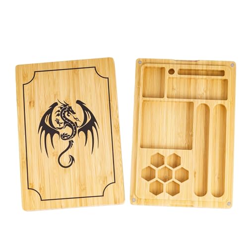 Poludie DND Würfeltablett, 2-in-1, Bambus-Würfelbox mit magnetischem Deckel, D&D-Würfelbox, Würfeltablett kombiniert zu einem für RPG, Tischspiele, für mehrere Sets polyedrischer Würfel (Drache) Poludie DND Würfeltablett, 2-in-1, Bambus-Würfelbox mit magnetischem Deckel, D&D-Würfelbox, Würfeltablett kombiniert zu einem für RPG, Tischspiele, für mehrere Sets polyedrischer Würfel (Drache) von Poludie