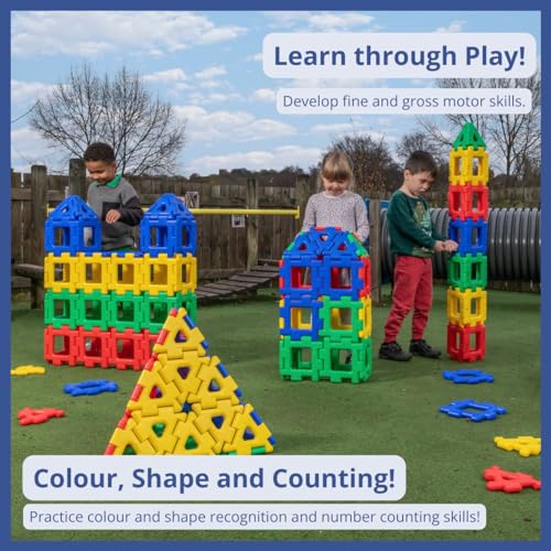Polydron - Großes Bauset Indoor & Outdoor - 160 Riesenbauteile, einfaches Klicksystem, für Kinder ab 2 Jahren (NoColor) von Polydron