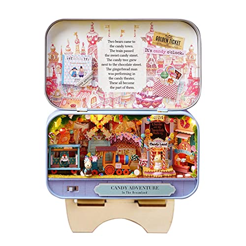 Pomrone Box Theatre Dollhouse Kit DIY Kabine Miniaturlandschaft Weißblechbox Vintage Architektonisches LED-Mini-Puppenhaus Für Kinder Und Erwachsene von Pomrone