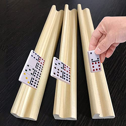 Pomrone Domino Holz Ständer Set, Domino-Holzregale, Domino Racks Tabletts Fliesen Halter Buchstaben Racks Für Mexikanische Zug Mahjong Domino Spiele Mahjong-Spiel 7,48 X 0,9 X 0,7 Zoll von Pomrone