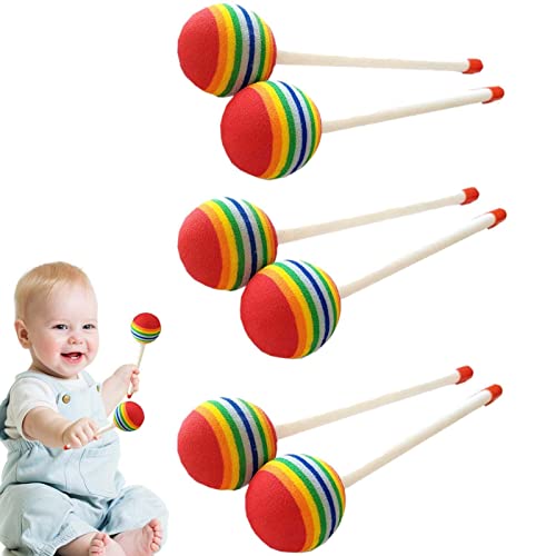 Pomrone Drumsticks für Kleinkinder | 6 Stück Drumsticks in Lollipop-Form für Kinder | Soft Cool Drumsticks Marimba Mallets Glockenspiel Sticks für Musiklehrer von Pomrone