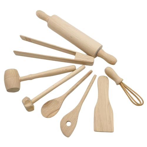 Küchenutensilien Set H-olz für Kinder, 8 Stück Kinder Koch und Backset für echtes Kochen, Küchenwerkzeuge Nudelholz Fleischhammer Schneebesen Zange Löffel Pfannenwender Kinderküche Zubehör Küchenutensilien Set H-olz für Kinder, 8 Stück Kinder Koch und Backset für echtes Kochen, Küchenwerkzeuge Nudelholz Fleischhammer Schneebesen Zange Löffel Pfannenwender Kinderküche Zubehör von Pomurom
