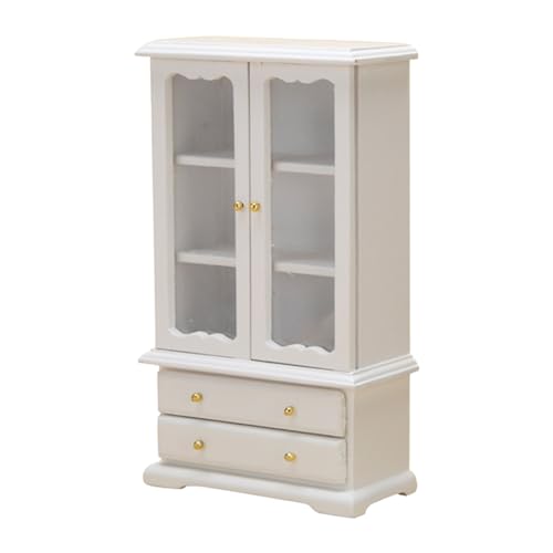 Miniatur Bücherregal für Puppenhaus, Puppenhaus Möbel Holz Maßstab 1:12, Realistisches Puppenhaus Zubehör Miniatur Bücherregal Modell Schrank Vitrine Spielzeug von Pomurom