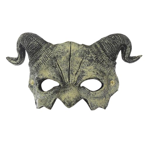Pomurom Halloween Gesichtsmaske für Erwachsene,Gruselige Schafhörner Cosplay Party Gesichtsmaske | Grusel Party Cosplay Kopfzier Für Festumzüge Partys Und Feste von Pomurom