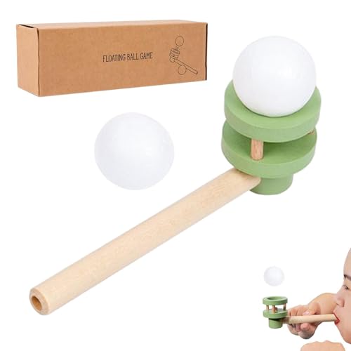 Pomurom Schwimmendes Blasrohr, H-olz Blasen Ball Spielzeug für Kinder, Lustige Schwimmende Ball Spiel Schlag Rohr Balance Blasen Spielzeug für Kinder von Pomurom