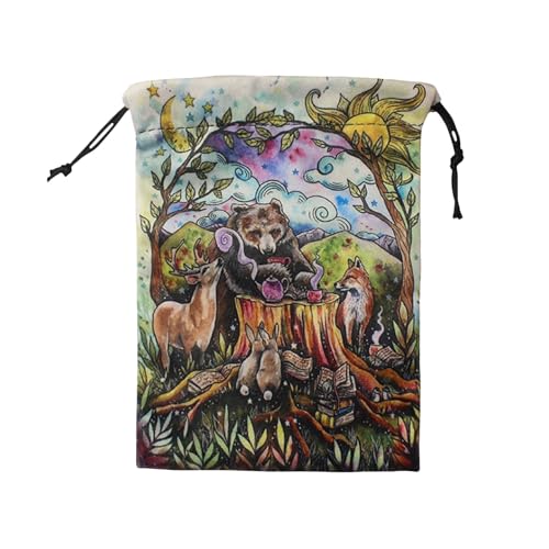 Pomurom Tarot Beutel, Samt Kordelzug Würfeltasche, Würfelorganizer Mit Druck Auf Beiden Seiten Für Büro Reisen Camping Outdoor Küste Garten Alltag Schrank von Pomurom