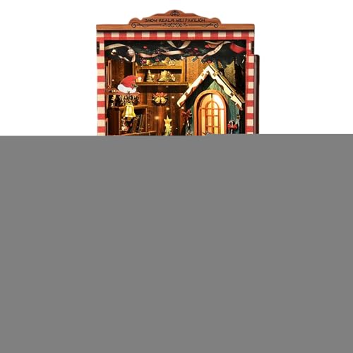 Weihnachtliches Miniaturhaus-Set | 3D-Holz-Puppenhaus-Bauset für Kinder | Vintage- -Bastelbedarf für Bücherregal, Schreibtisch, Arbeitszimmer, Büro, Wohnheim, Teenager, Erwachsene, Kinder von Pomurom