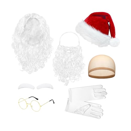 Weihnachtsmann-Bart und Perücken-Set, Kostümzubehör für Weihnachtsmann-Cosplay, Rollenspielzubehör für Jugendliche, Ehemann, Tochter Weihnachtsmann-Bart und Perücken-Set, Kostümzubehör für Weihnachtsmann-Cosplay, Rollenspielzubehör für Jugendliche, Ehemann, Tochter von Pomurom