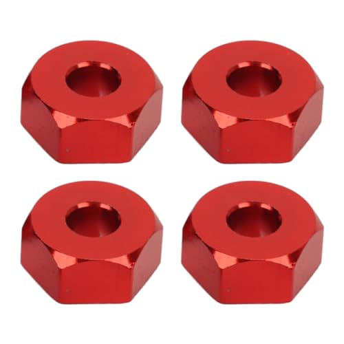 Pongnas 12-mm-Sechskant-Radnabe, 4-teiliges RC-Sechskant-Antriebs-Adapter-Set, Verschleißfeste Aluminiumlegierung für 16207, 16208, 16209, 1/16 Modellautos (Rot) von Pongnas