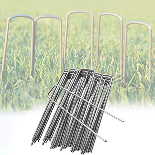 Pongnas Gartenstifte Unkrautmembranstifte Stakes Rasen U -Form Edelstahl für Unkrautkontrollmembran Gemahlenen Stift 50pcs (4 x 15 cm, 50 Stück pro Packung) von Pongnas