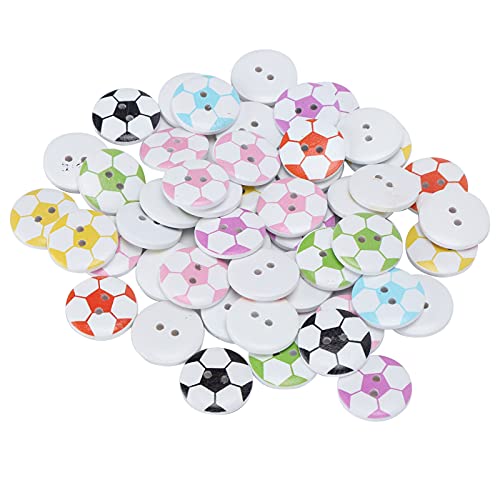Pongnas Holzknopf, Fußballmusterknopf Bemalte Fußballmuster 50pcs Button Buntes Holzknopf Kleidung Dekorative Accessoires Pongnas Holzknopf, Fußballmusterknopf Bemalte Fußballmuster 50pcs Button Buntes Holzknopf Kleidung Dekorative Accessoires von Pongnas