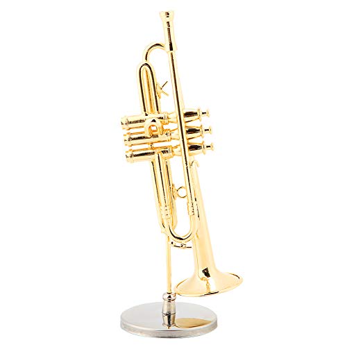 Pongnas Miniatur -Trompete Replik Gold Platted Instrument Model mit Stand- und Gehäuse -Musikschmuck für die Heimdekoration Pongnas Miniatur -Trompete Replik Gold Platted Instrument Model mit Stand- und Gehäuse -Musikschmuck für die Heimdekoration von Pongnas