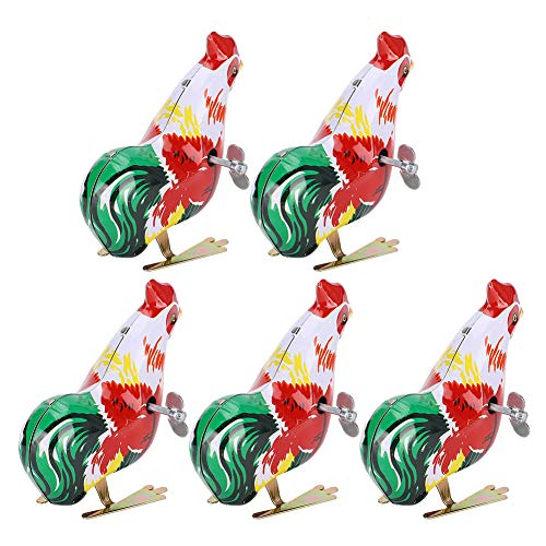 Pongnas Winden Sie Spielzeug, Wind -Up -Spielzeug Windup Metall Jumping Animal Toys 5pcs Automatisches Uhrwerk Springspielzeug für Haustier, Kätzchen, Hund, Punny (Halbautomatischer Uhrwerkhahn) von Pongnas